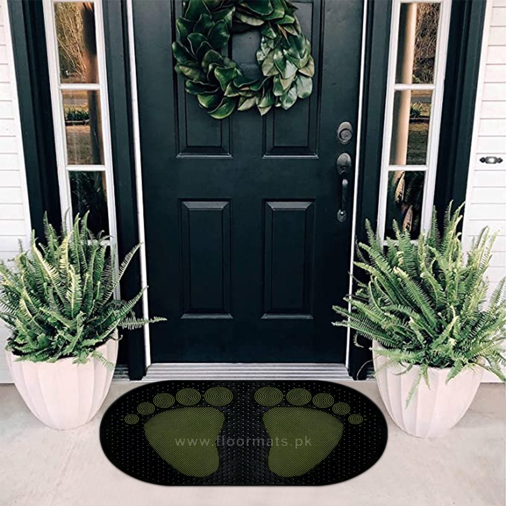 Features: Printed with beautiful design of foots which attracts everyone. Size: 27 x 15 inches Weight: 1.2 – 1.3 kg Thickness : 5mm Package: 1Pc of Mat Material: Polymers Can Be Used As: ENTRANCE MAT | FLOOR MAT | ANTI SLIP MAT | LOGO MAT | DOOR MAT | KITCHEN MAT | INDUSTRIAL MAT | LIESURE MAT | COMMERCIAL MAT | HOTEL MAT | INDOOR MAT | OUT DOOR MAT | GYM MAT | ELECTRIC INSULATION MAT RUNNER MAT | WELCOME MAT | CUSTOMISED LOGO MAT